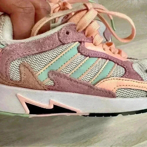 Adidas ZX Flux Kids Sneakers Size 11K Pink Mint Green Mesh Lace Up Athletic - Picture 7 of 7